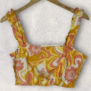NEW Nordstrom Gathered Crop Tank Top Size Medium Hippie Boho Psychedelic Cropped
